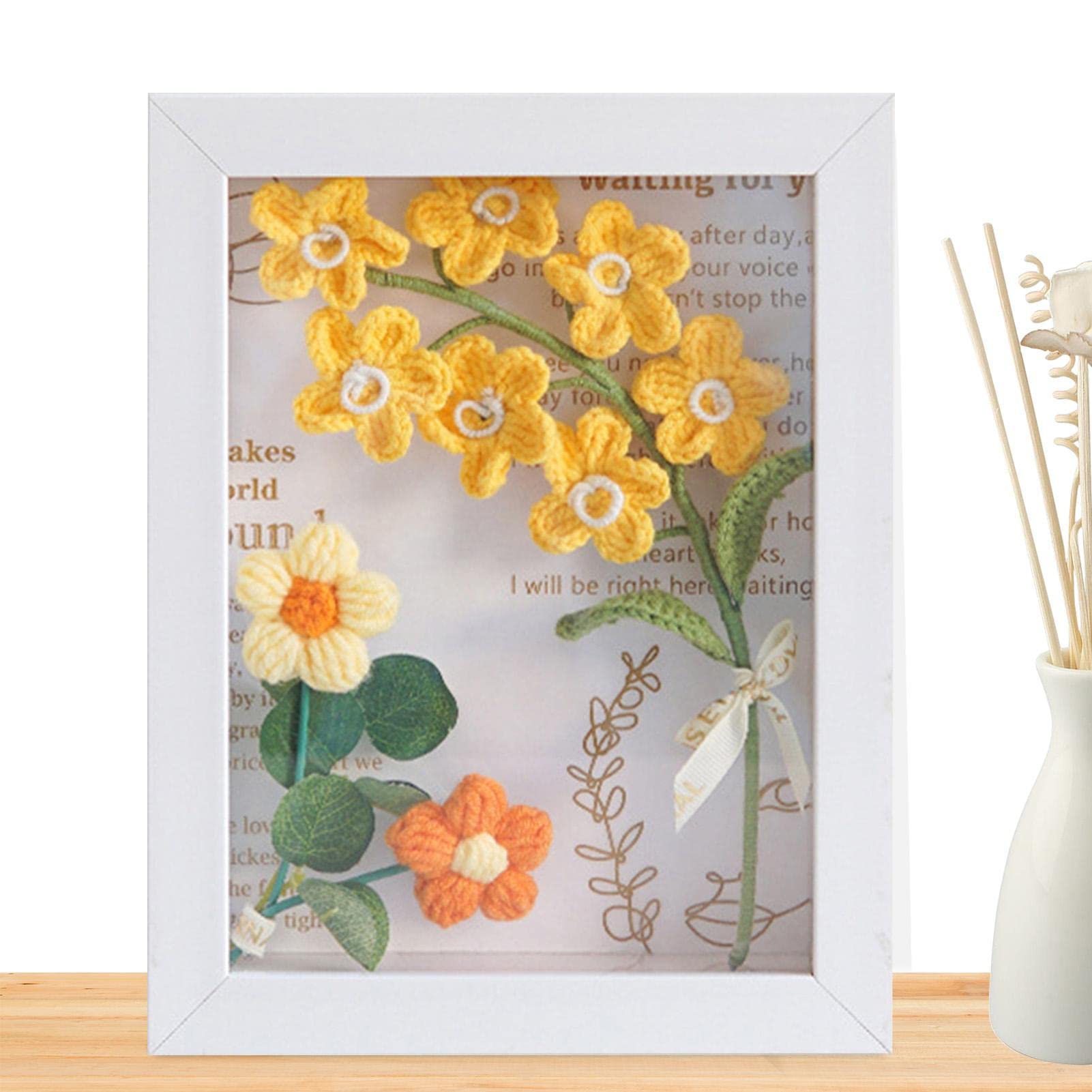 Amazon.co.jp: フラワーブーケフォトフレーム、ニットフラワーフォト